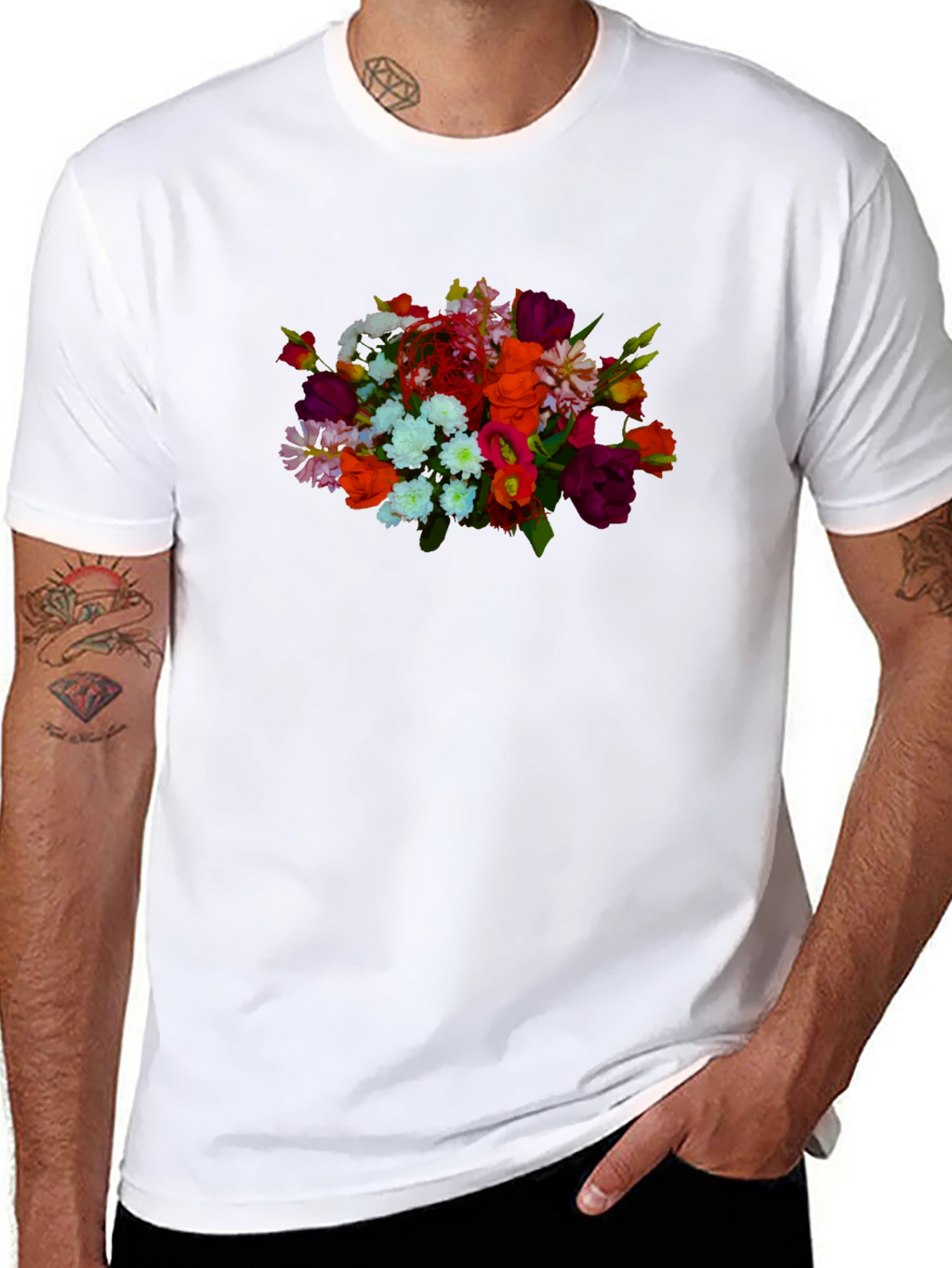 Floral Bouquet Black T-Shirt
