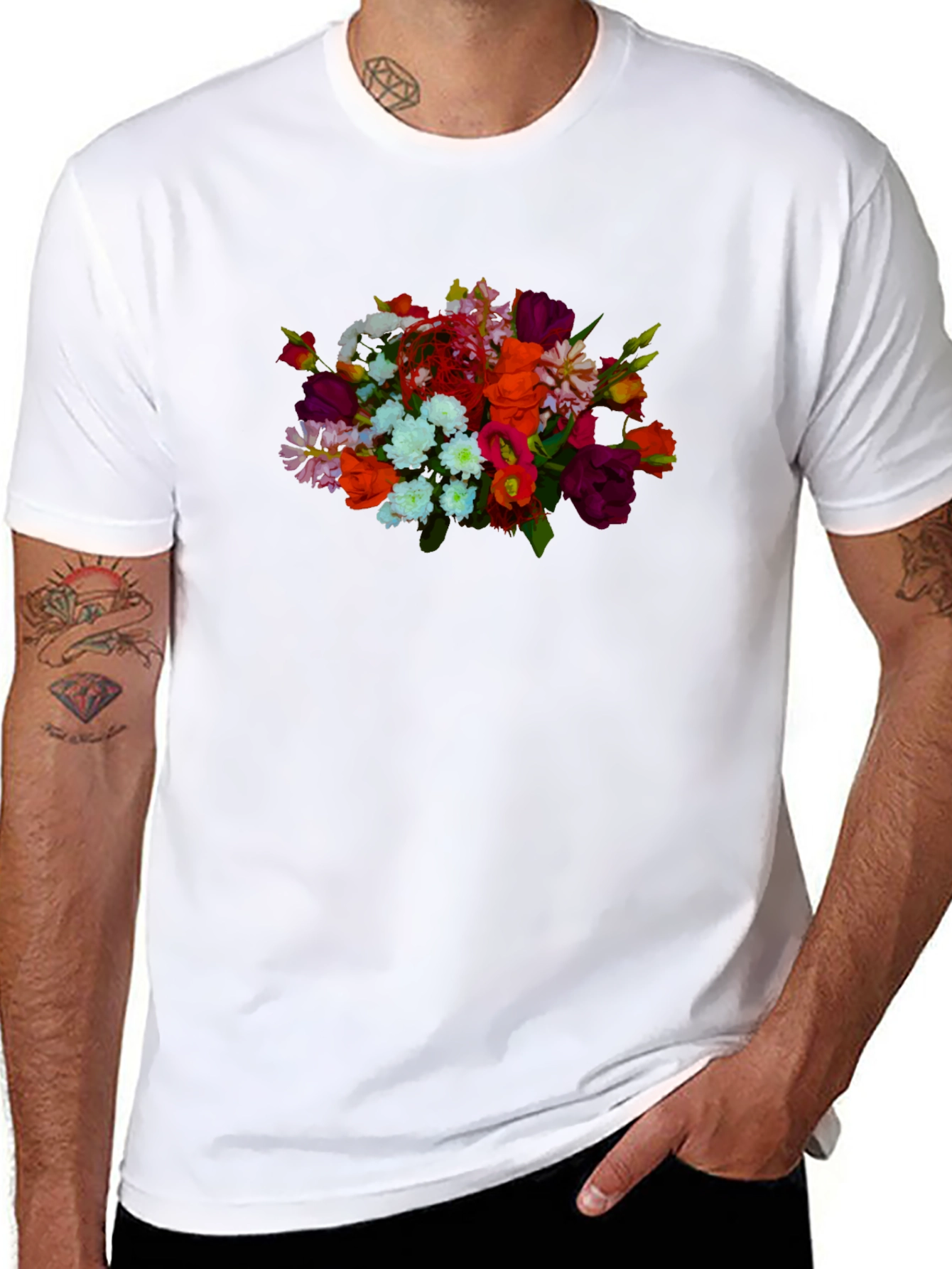Floral Bouquet Black T-Shirt