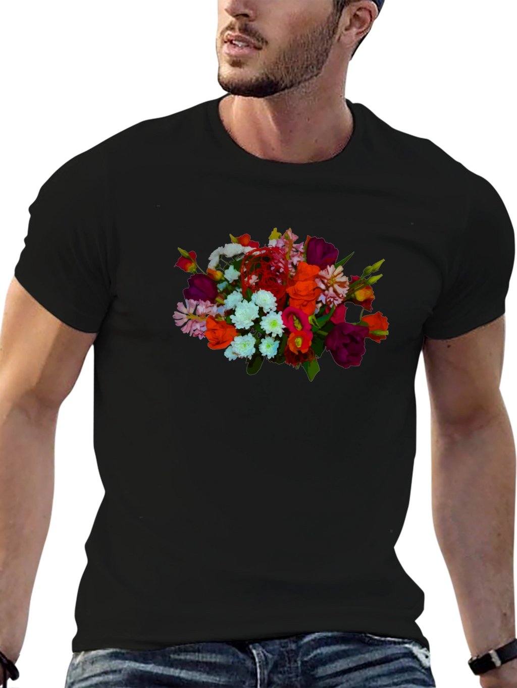 Floral Bouquet Black T-Shirt