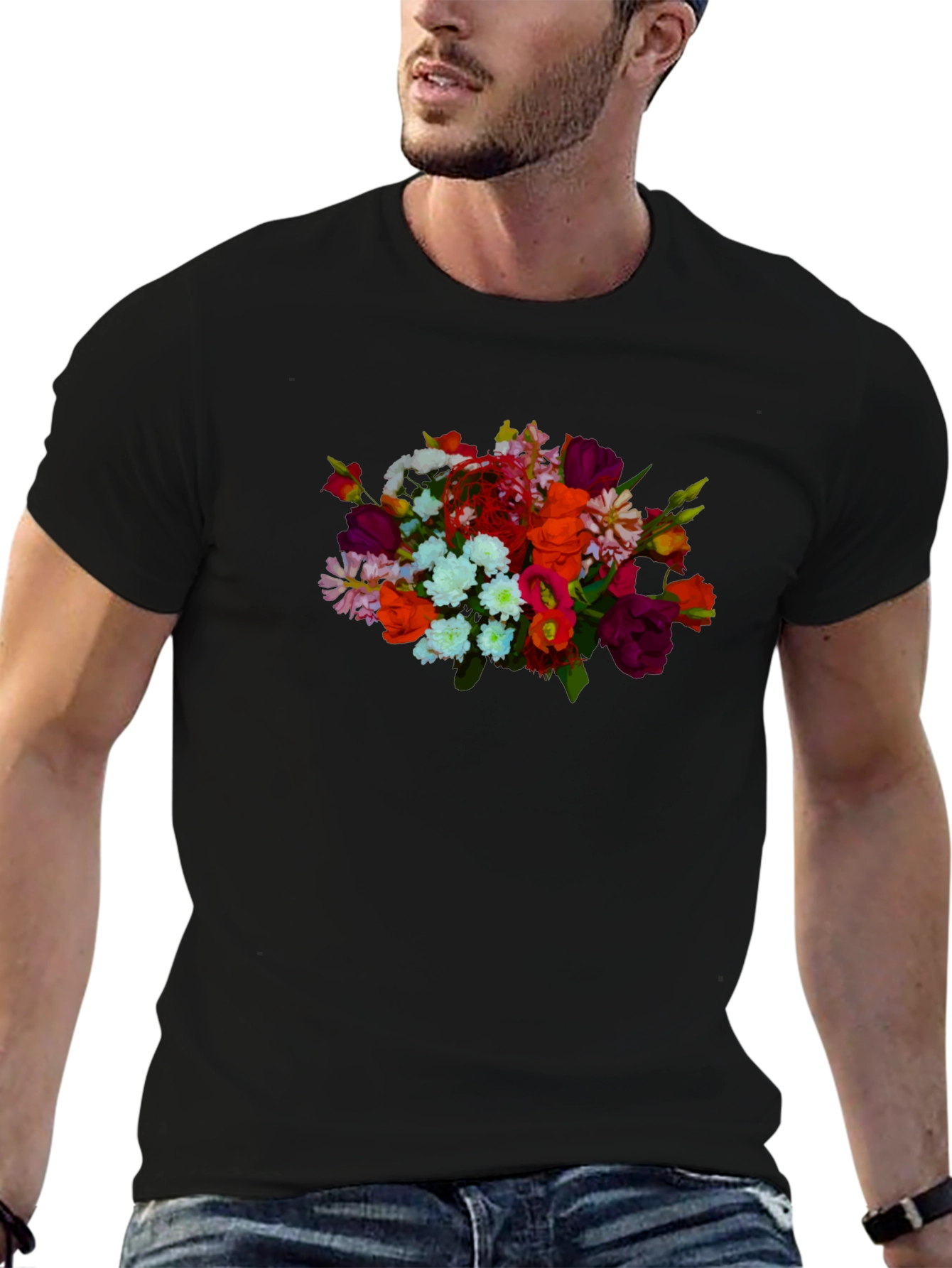 Floral Bouquet Black T-Shirt