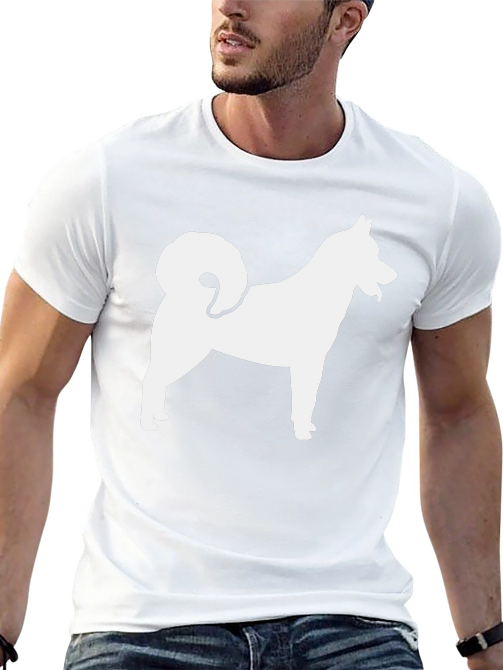 Dog Silhouette Graphic Tee - Black Cotton T-Shirt