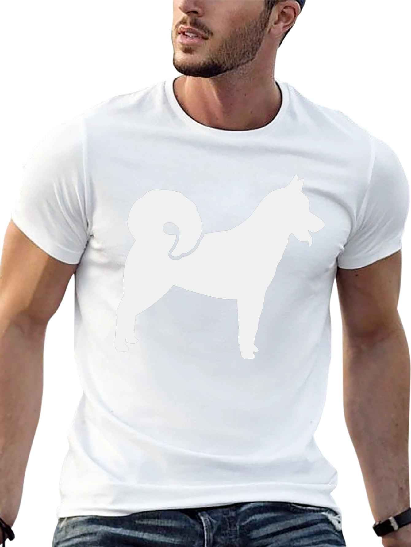 Dog Silhouette Graphic Tee - Black Cotton T-Shirt