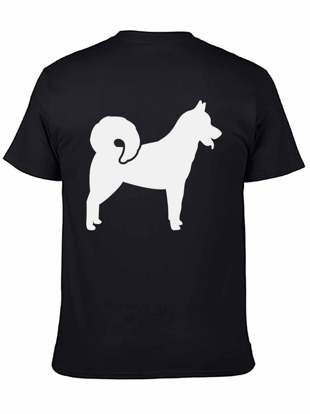 Dog Silhouette Graphic Tee - Black Cotton T-Shirt