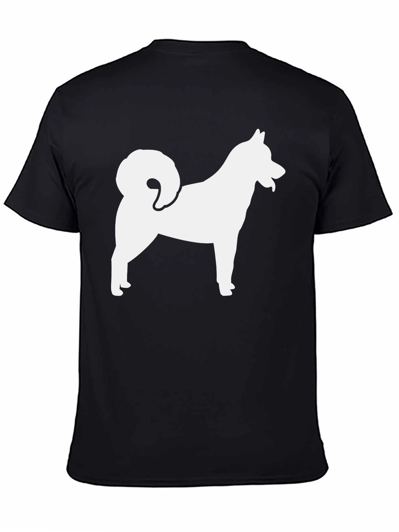Dog Silhouette Graphic Tee - Black Cotton T-Shirt