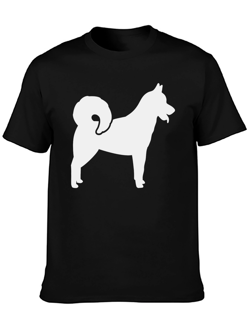Dog Silhouette Graphic Tee - Black Cotton T-Shirt