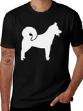 Dog Silhouette Graphic Tee - Black Cotton T-Shirt