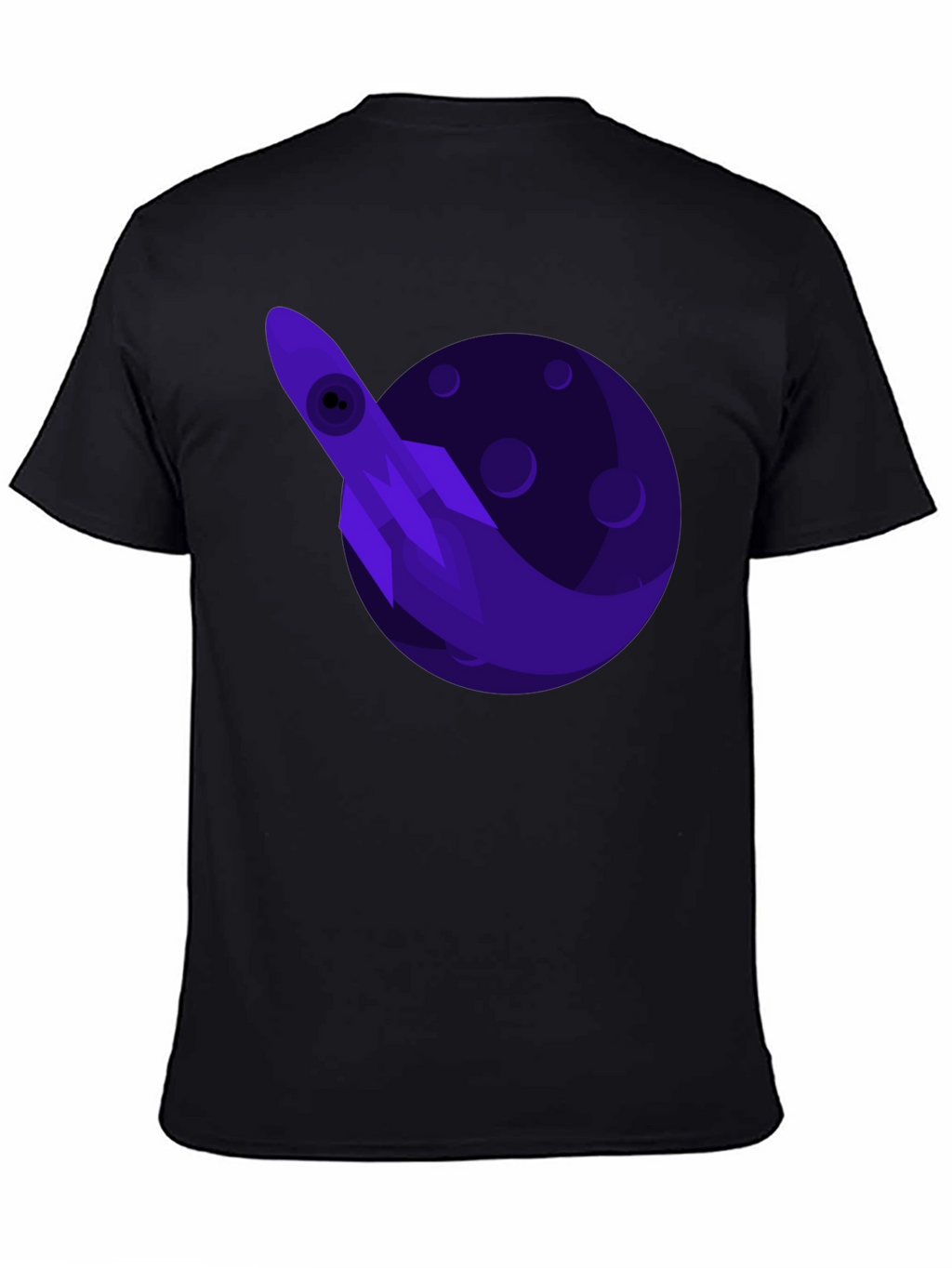 Space Rocket Graphic Tee - Black Cotton T-Shirt