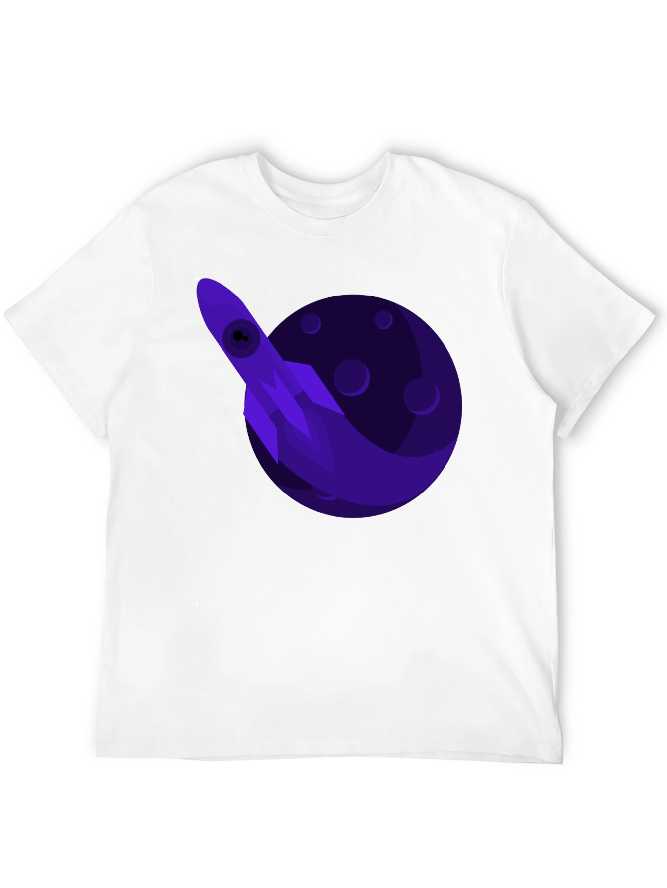Space Rocket Graphic Tee - Black Cotton T-Shirt
