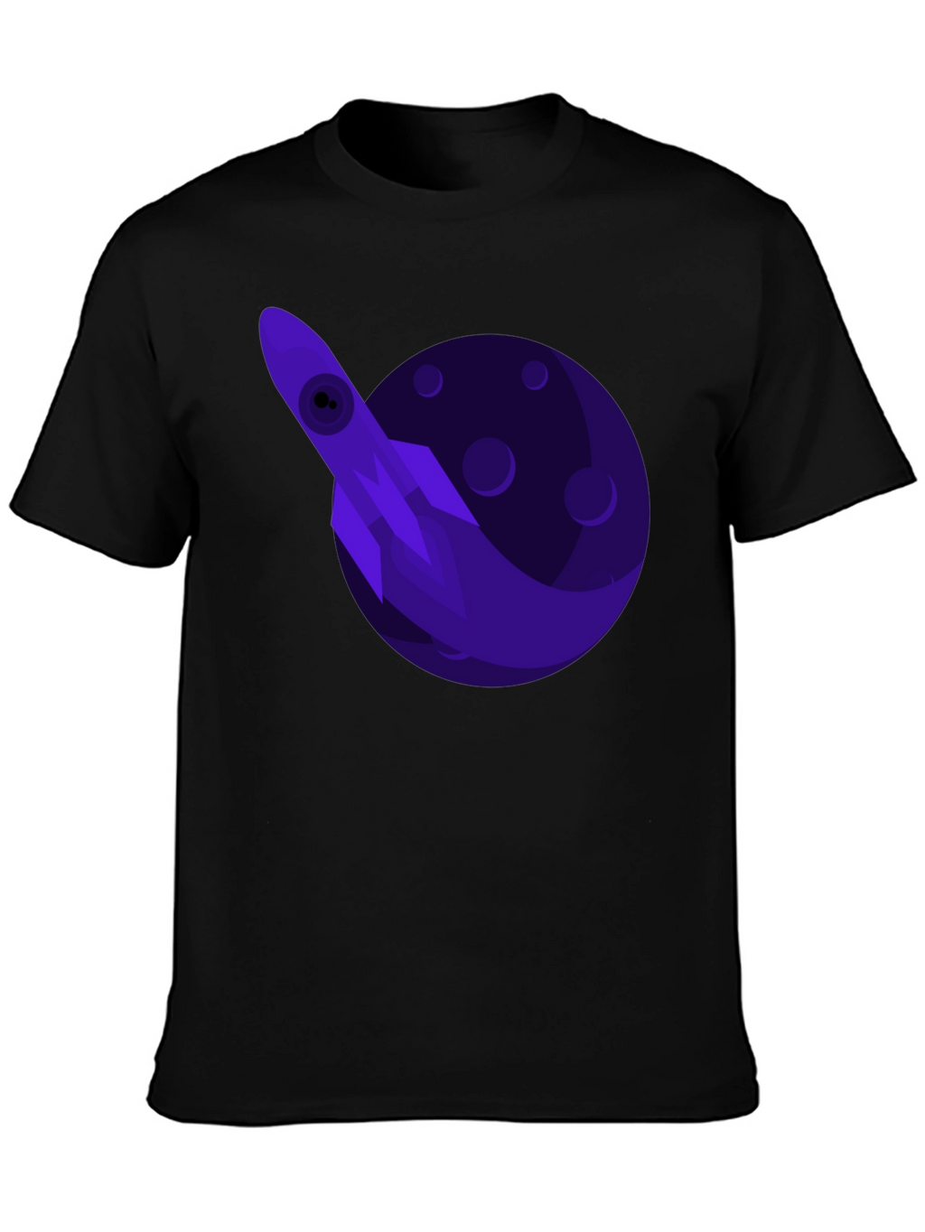 Space Rocket Graphic Tee - Black Cotton T-Shirt