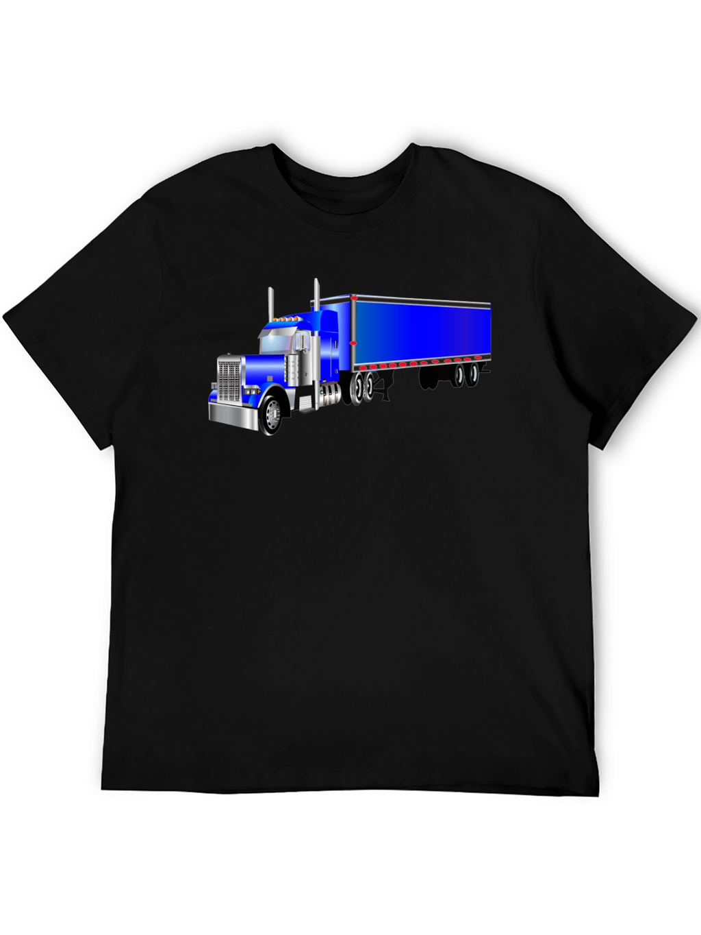 Semi Truck Graphic Tee - Black Cotton T-Shirt
