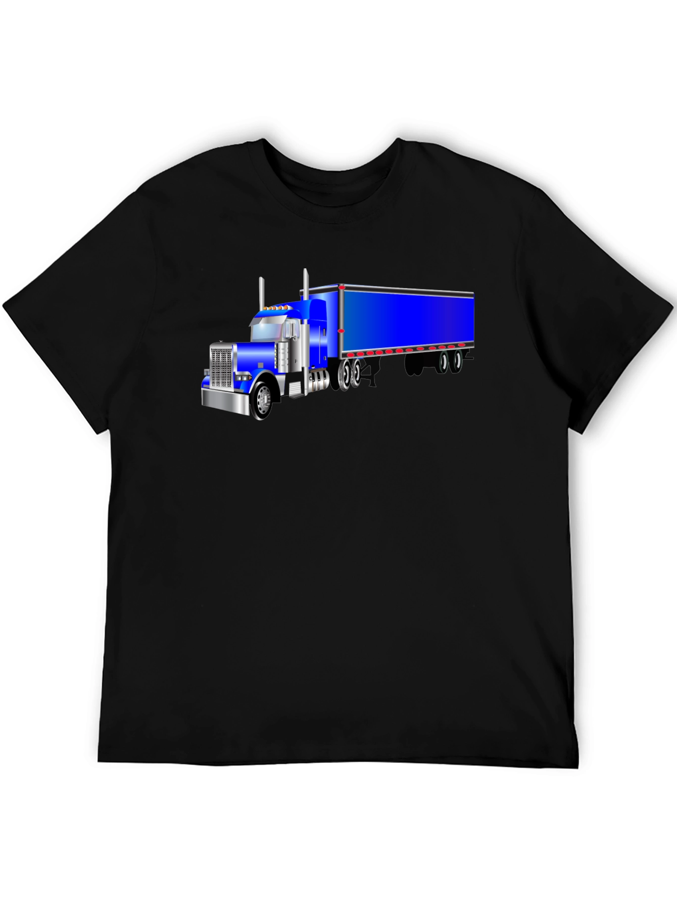 Semi Truck Graphic Tee - Black Cotton T-Shirt