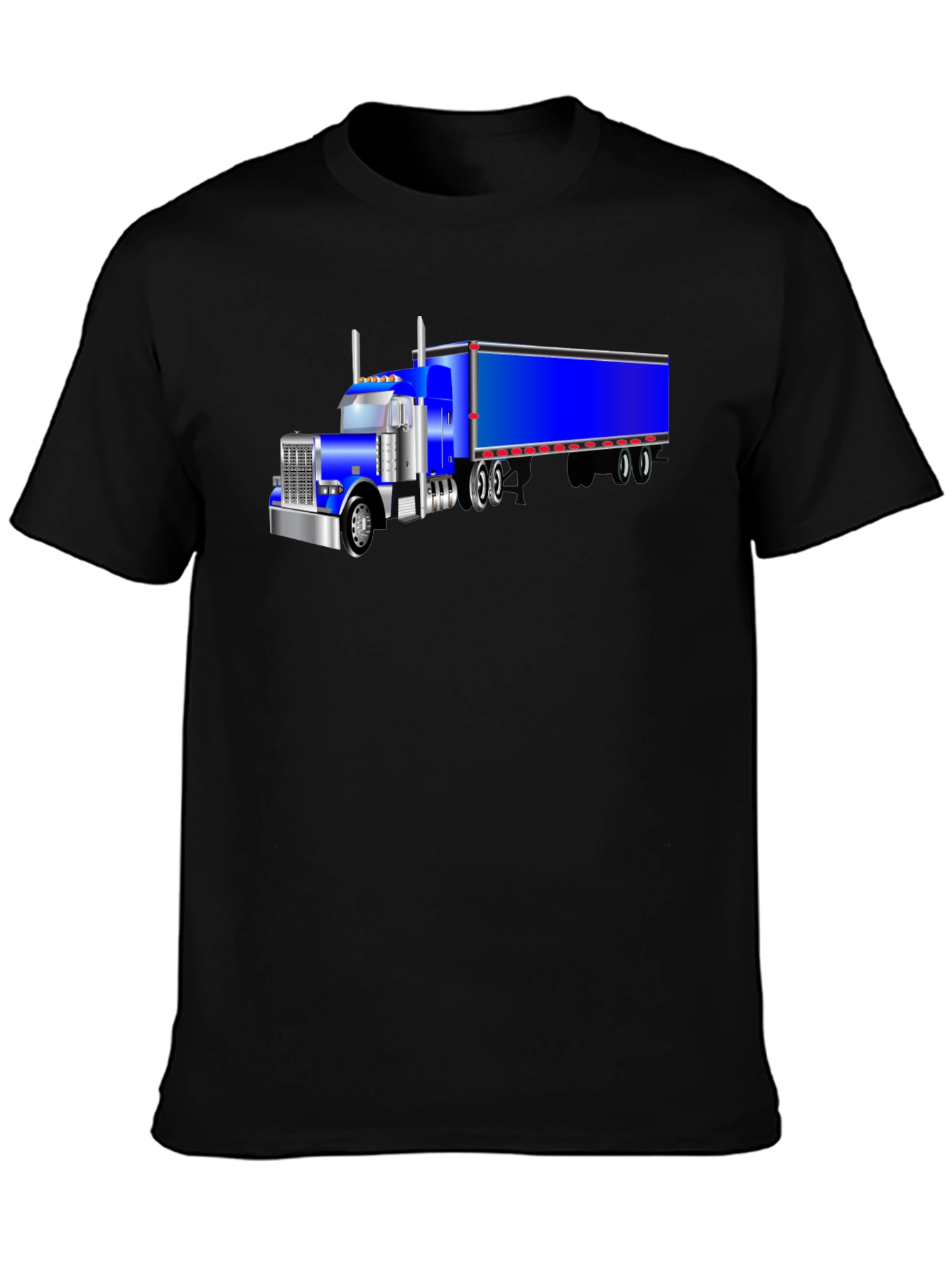 Semi Truck Graphic Tee - Black Cotton T-Shirt
