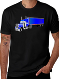 Semi Truck Graphic Tee - Black Cotton T-Shirt