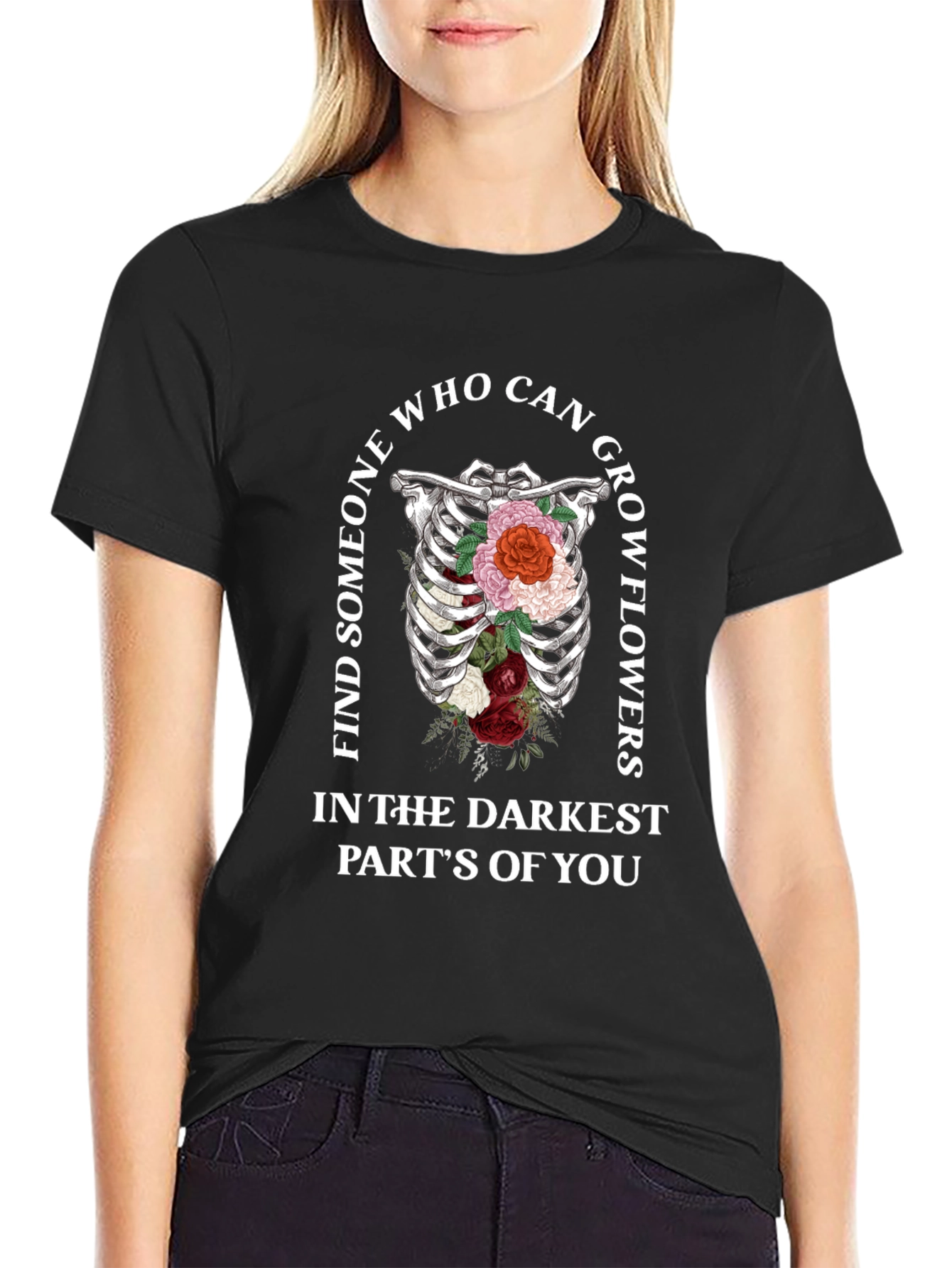 Floral Rib Cage Graphic Tee - Grow Flowers