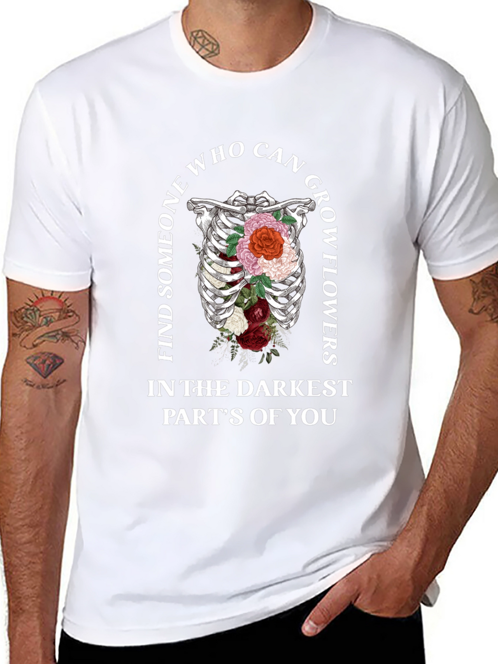 Floral Rib Cage Graphic Tee - Grow Flowers