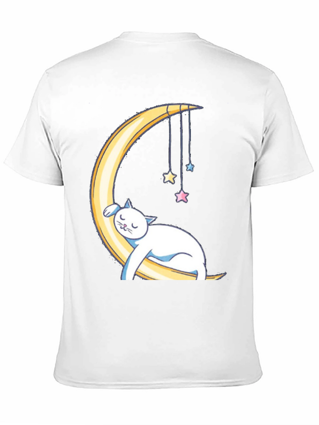 Cute Cat Sleeping on Moon Graphic T-Shirt