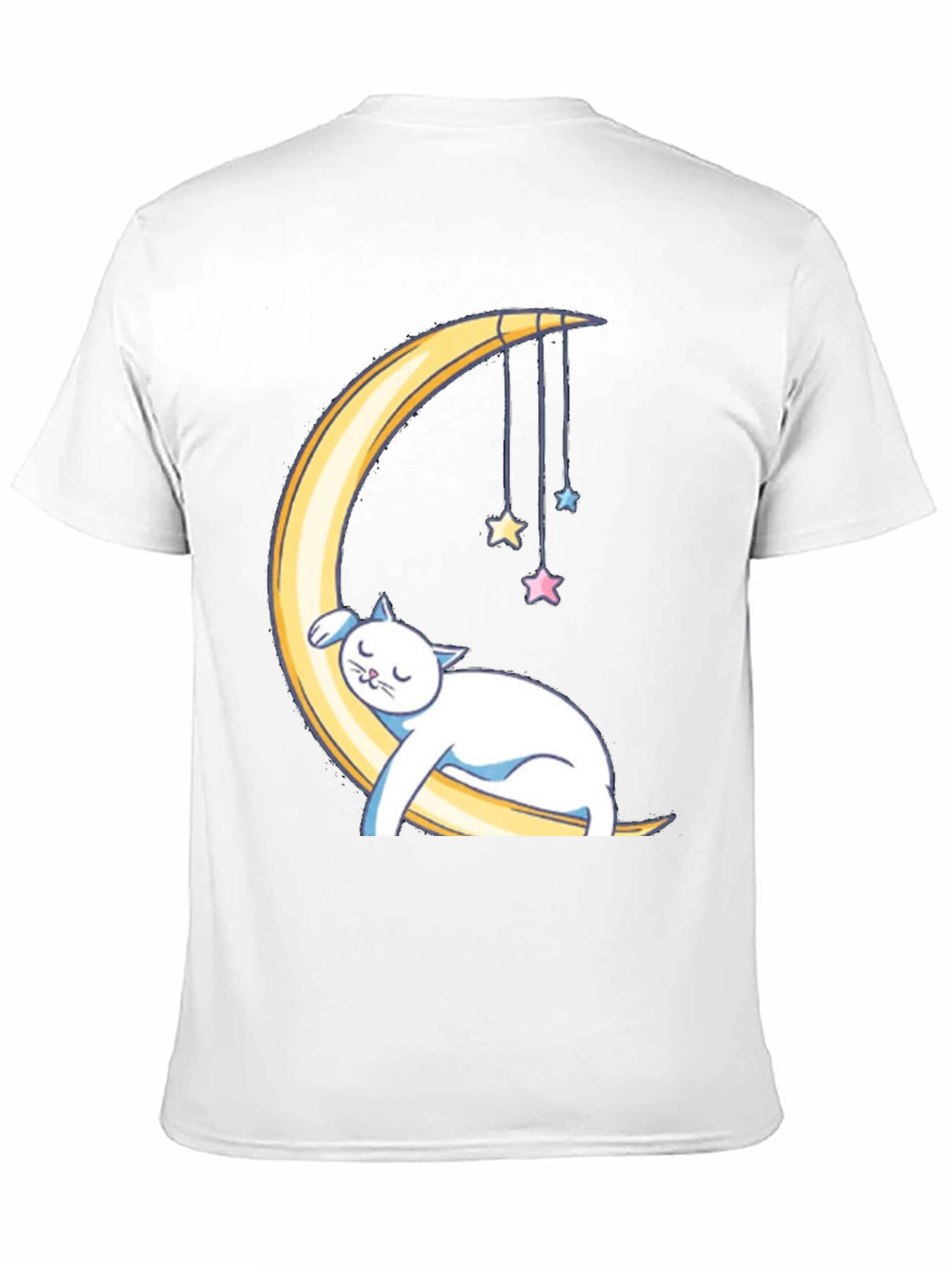 Cute Cat Sleeping on Moon Graphic T-Shirt