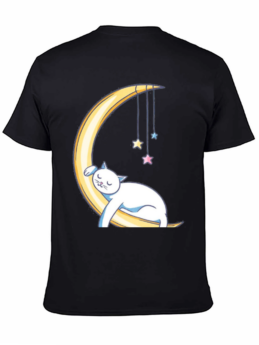 Cute Cat Sleeping on Moon Graphic T-Shirt