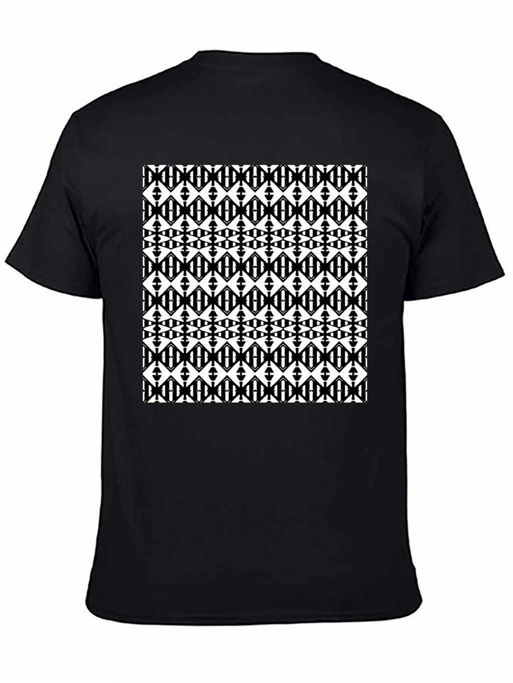 Black Graphic Tee - Geometric Diamond Pattern