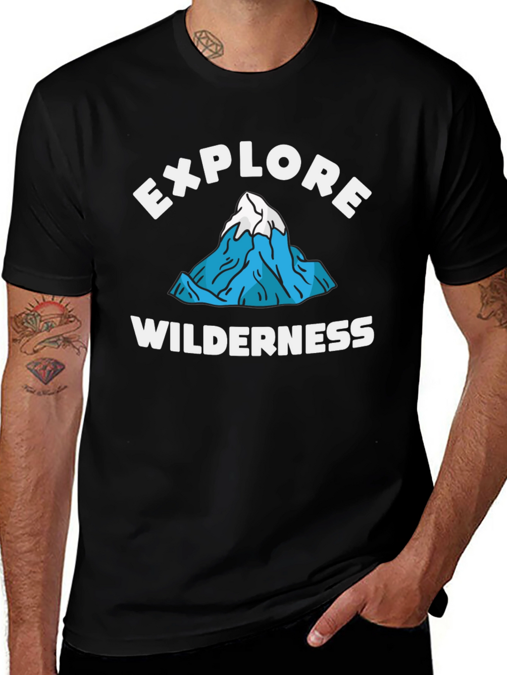 Explore Wilderness Graphic Tee - Black Cotton T-Shirt