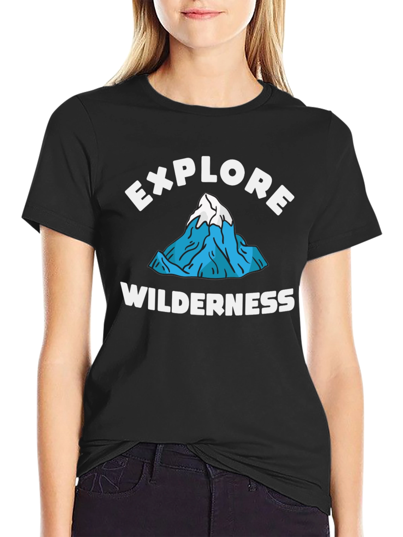 Explore Wilderness Graphic Tee - Black Cotton T-Shirt