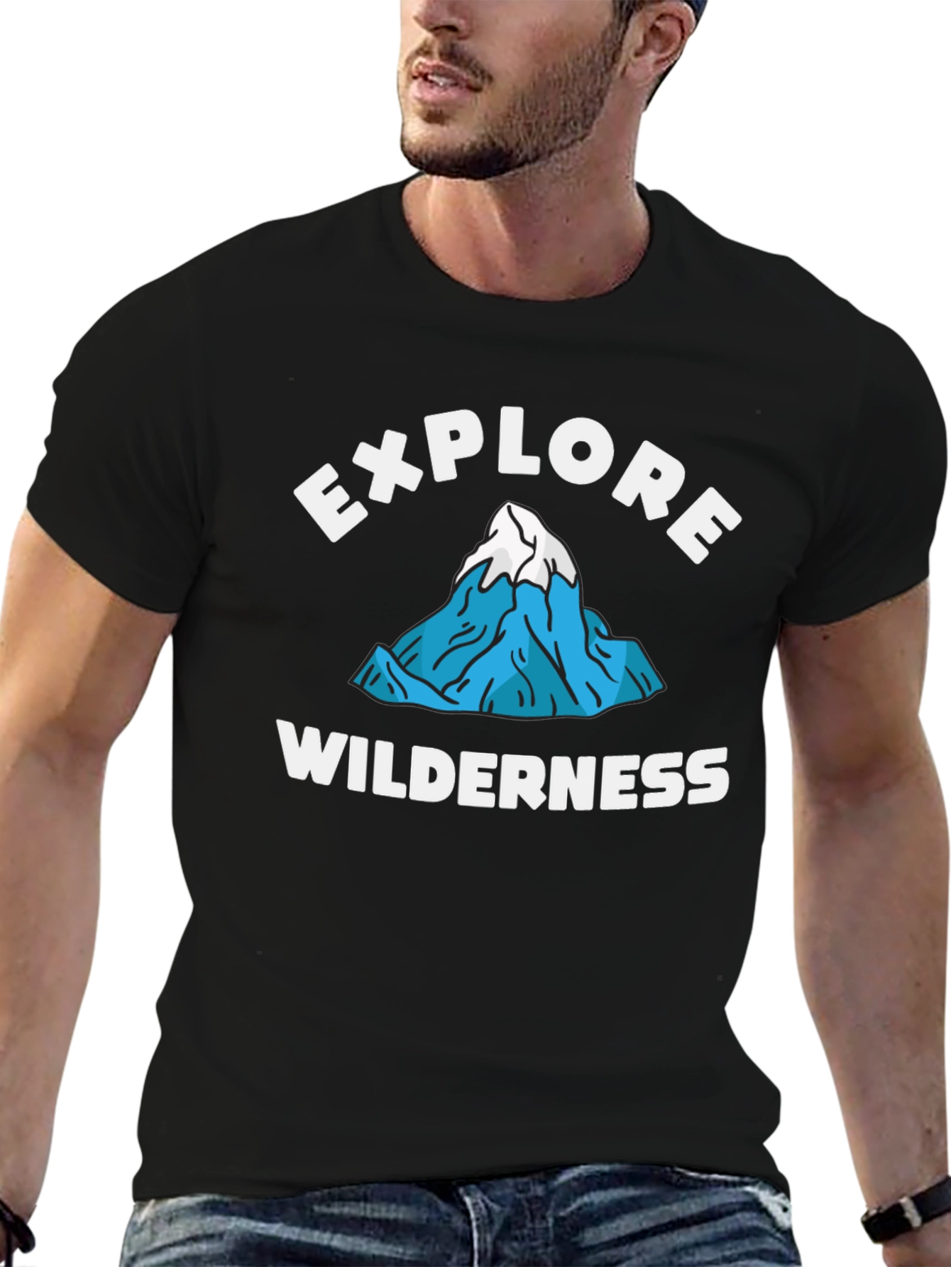 Explore Wilderness Graphic Tee - Black Cotton T-Shirt