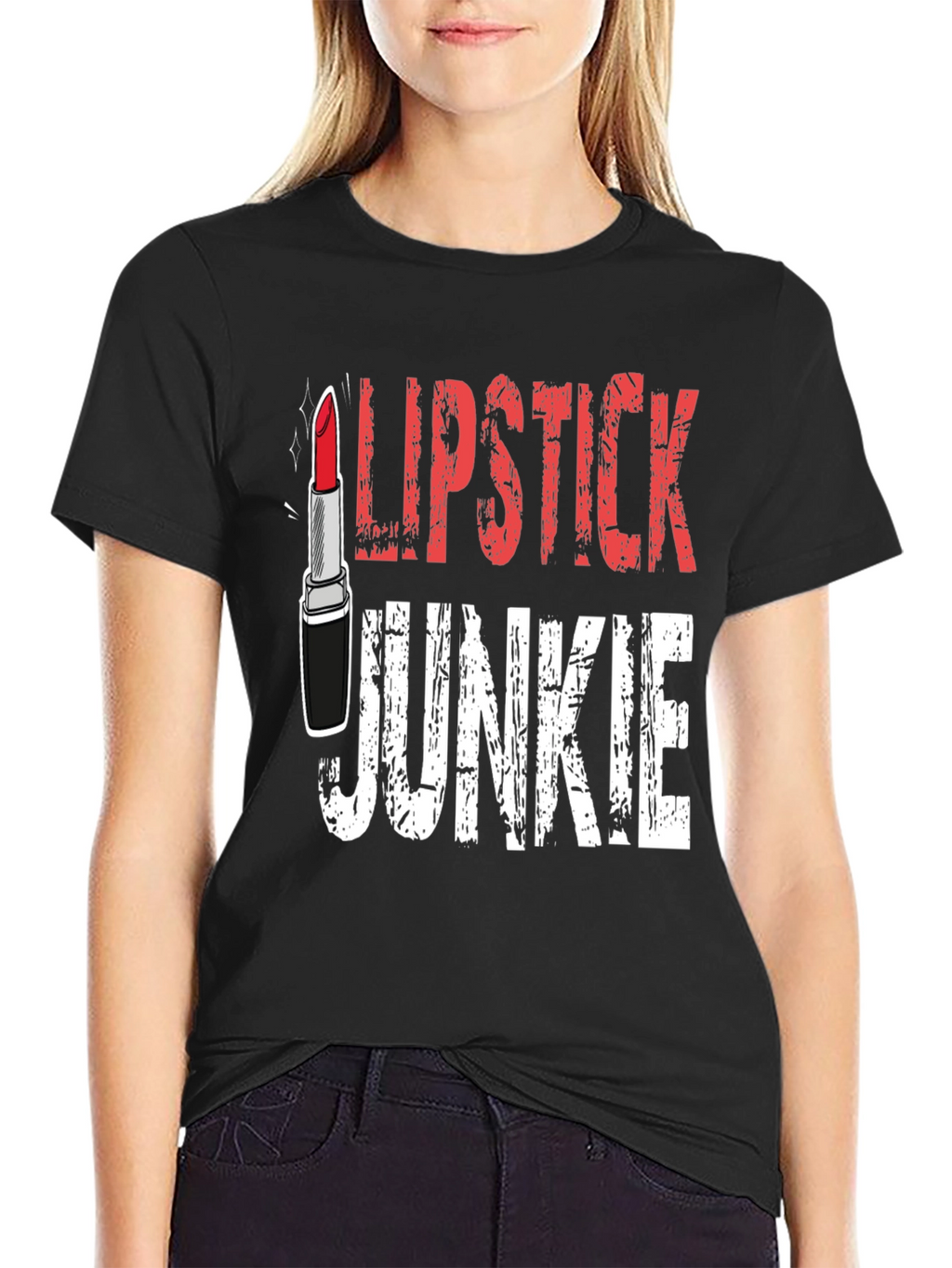 Lipstick Junkie Graphic T-Shirt - Black
