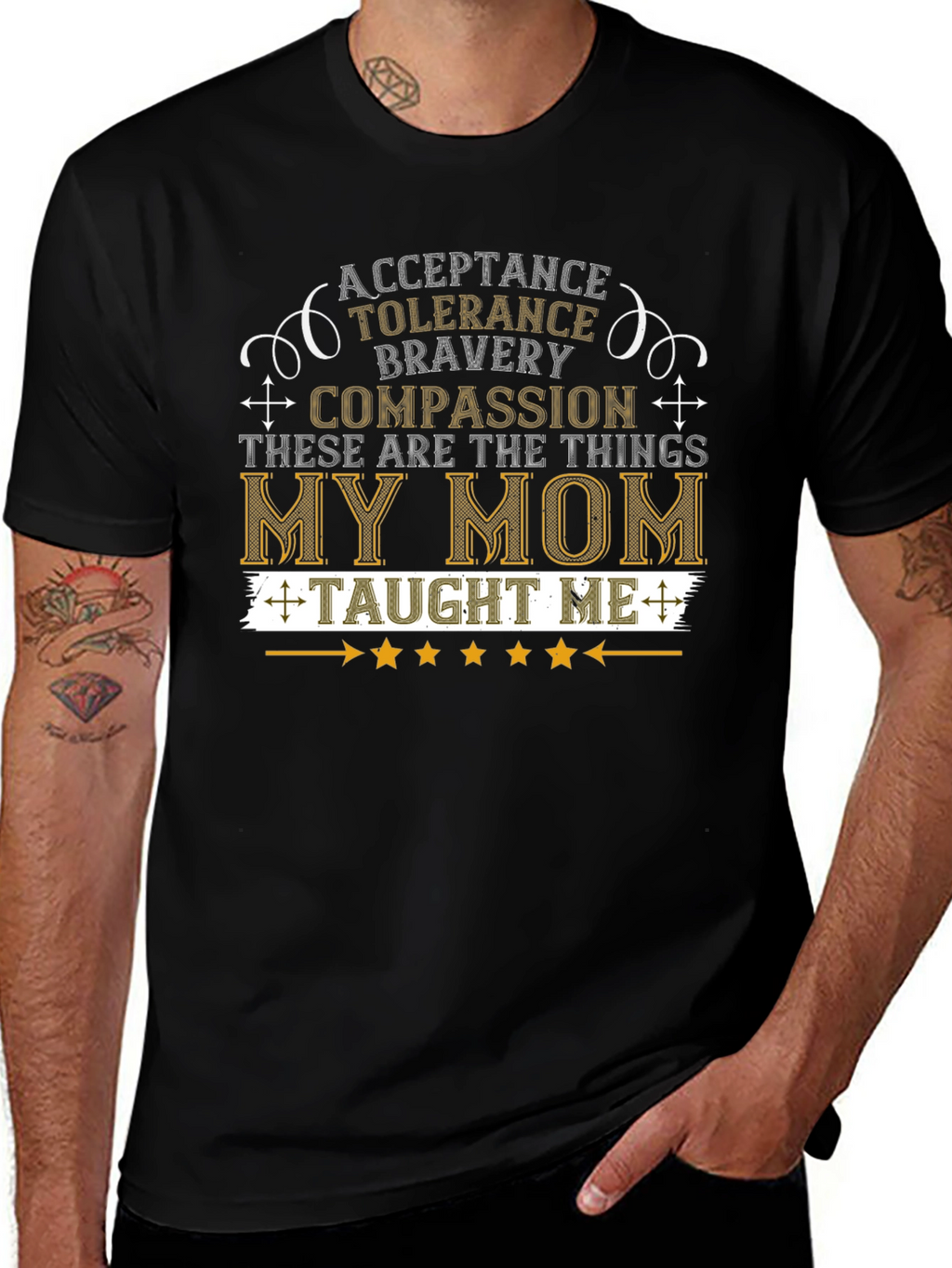 My Mom Taught Me Values T-Shirt - Black