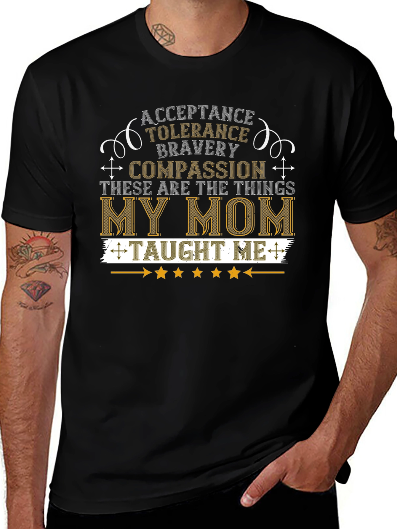 My Mom Taught Me Values T-Shirt - Black