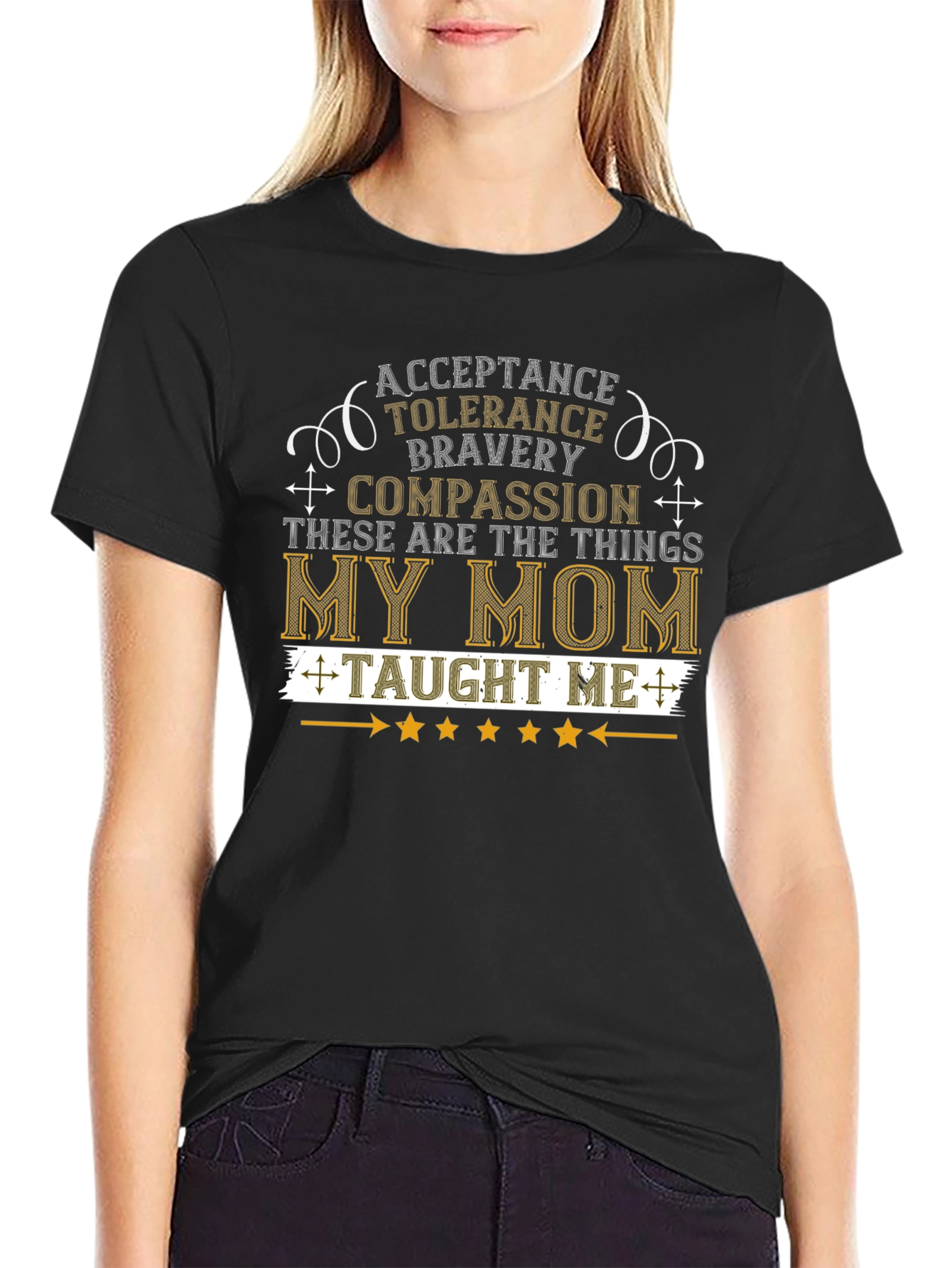 My Mom Taught Me Values T-Shirt - Black
