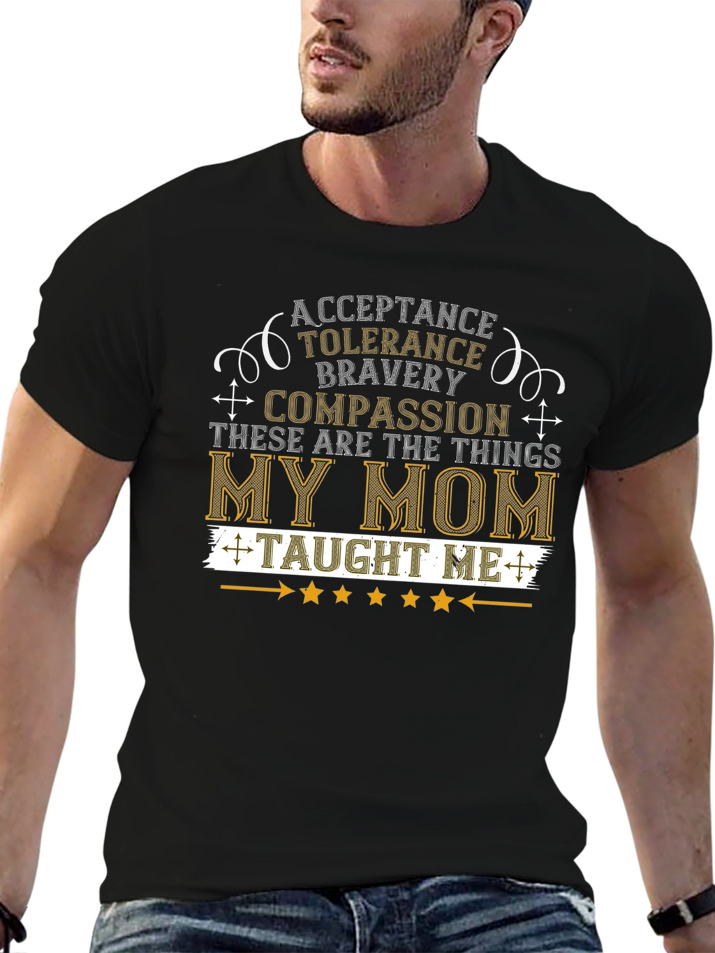 My Mom Taught Me Values T-Shirt - Black