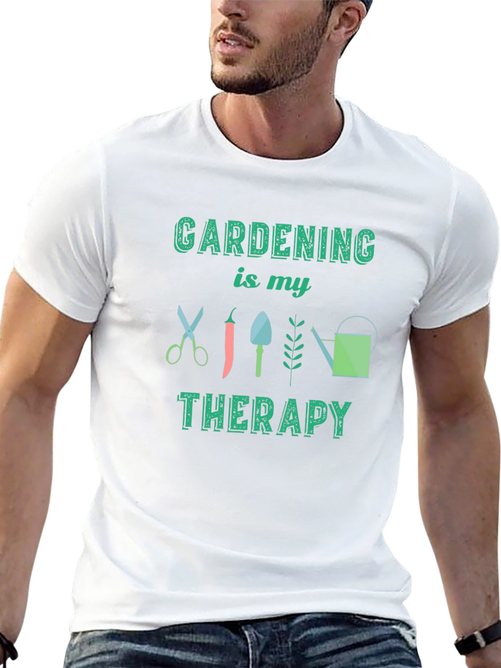 Gardening Therapy Tee - Black Cotton Graphic T-Shirt