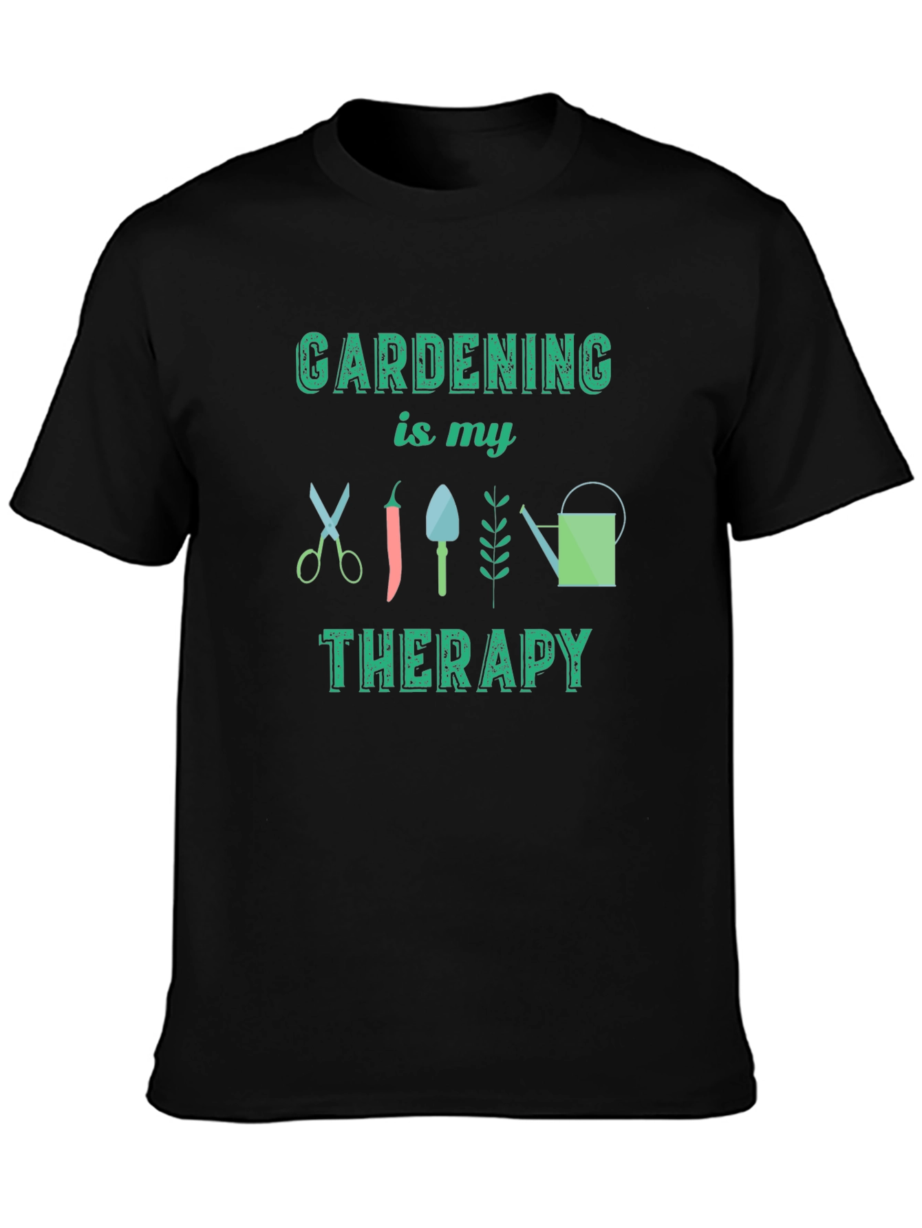 Gardening Therapy Tee - Black Cotton Graphic T-Shirt