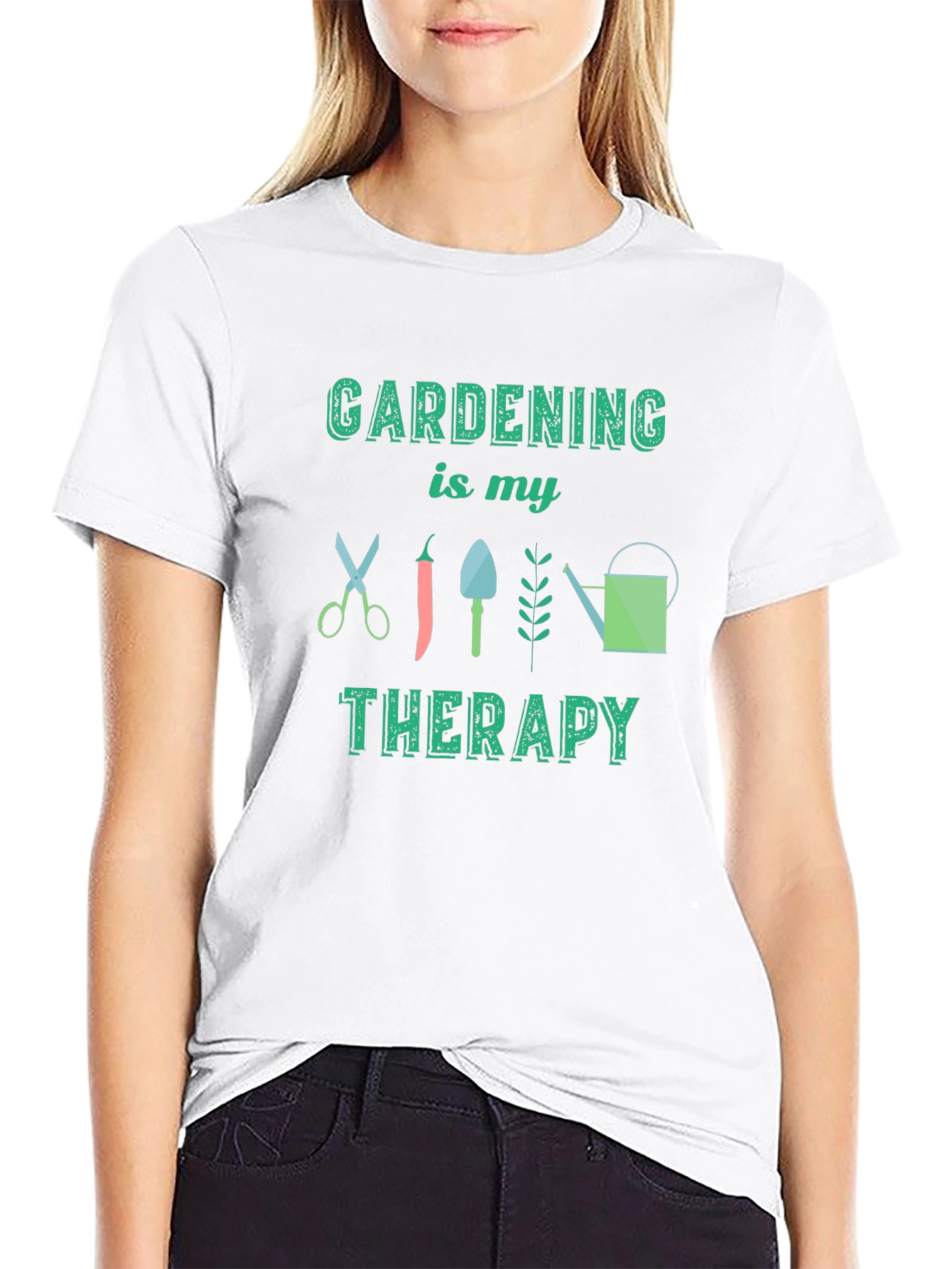 Gardening Therapy Tee - Black Cotton Graphic T-Shirt