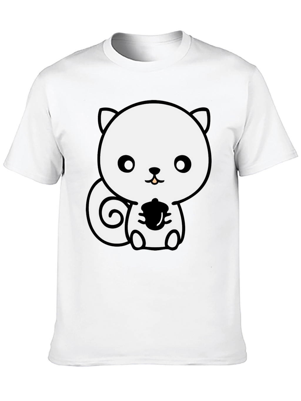 Cute Squirrel Holding Acorn Black T-Shirt