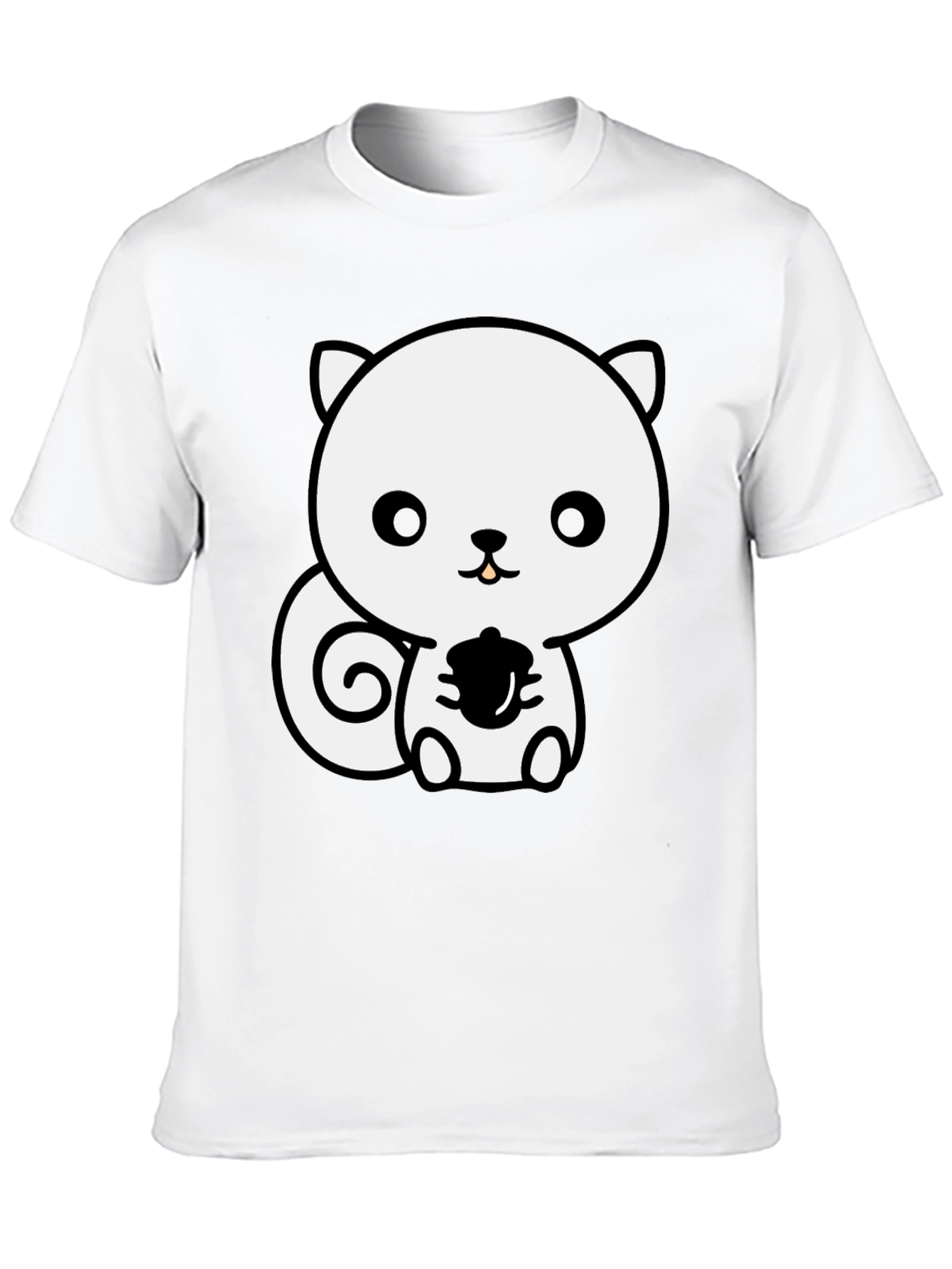 Cute Squirrel Holding Acorn Black T-Shirt