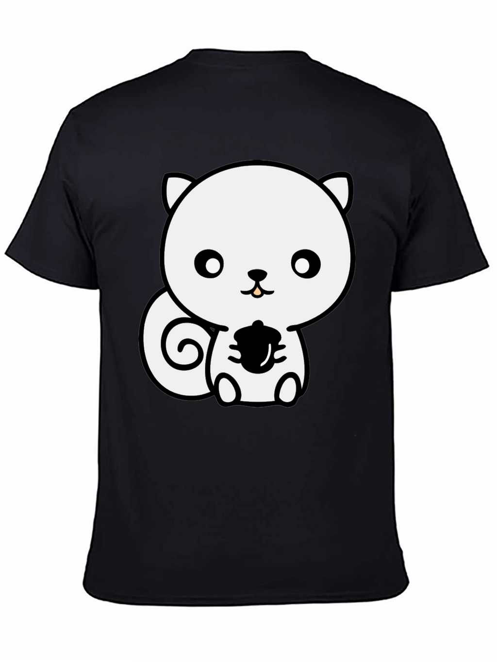 Cute Squirrel Holding Acorn Black T-Shirt