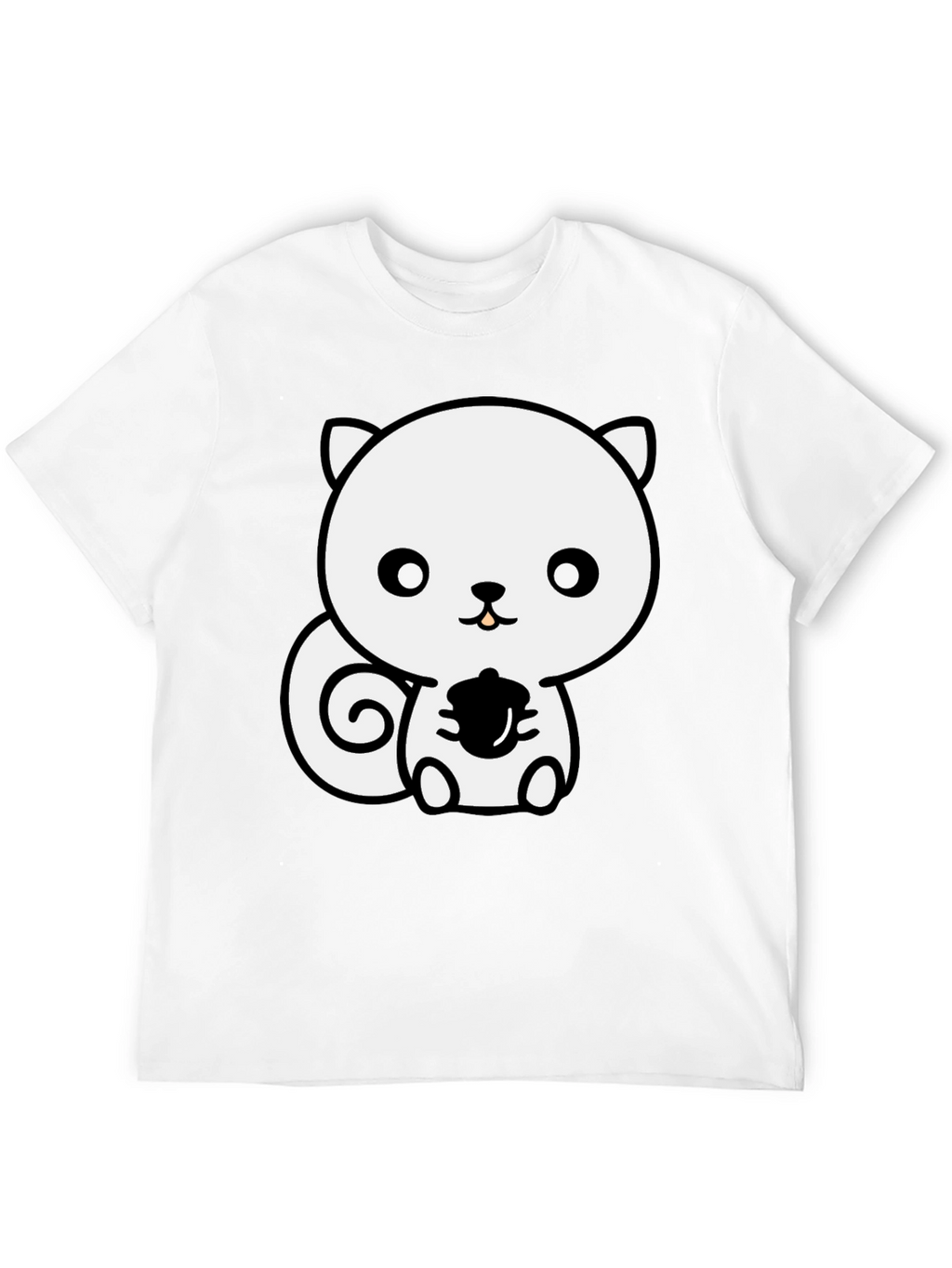 Cute Squirrel Holding Acorn Black T-Shirt