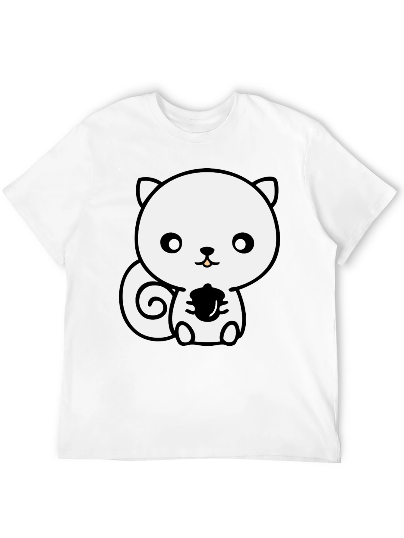 Cute Squirrel Holding Acorn Black T-Shirt