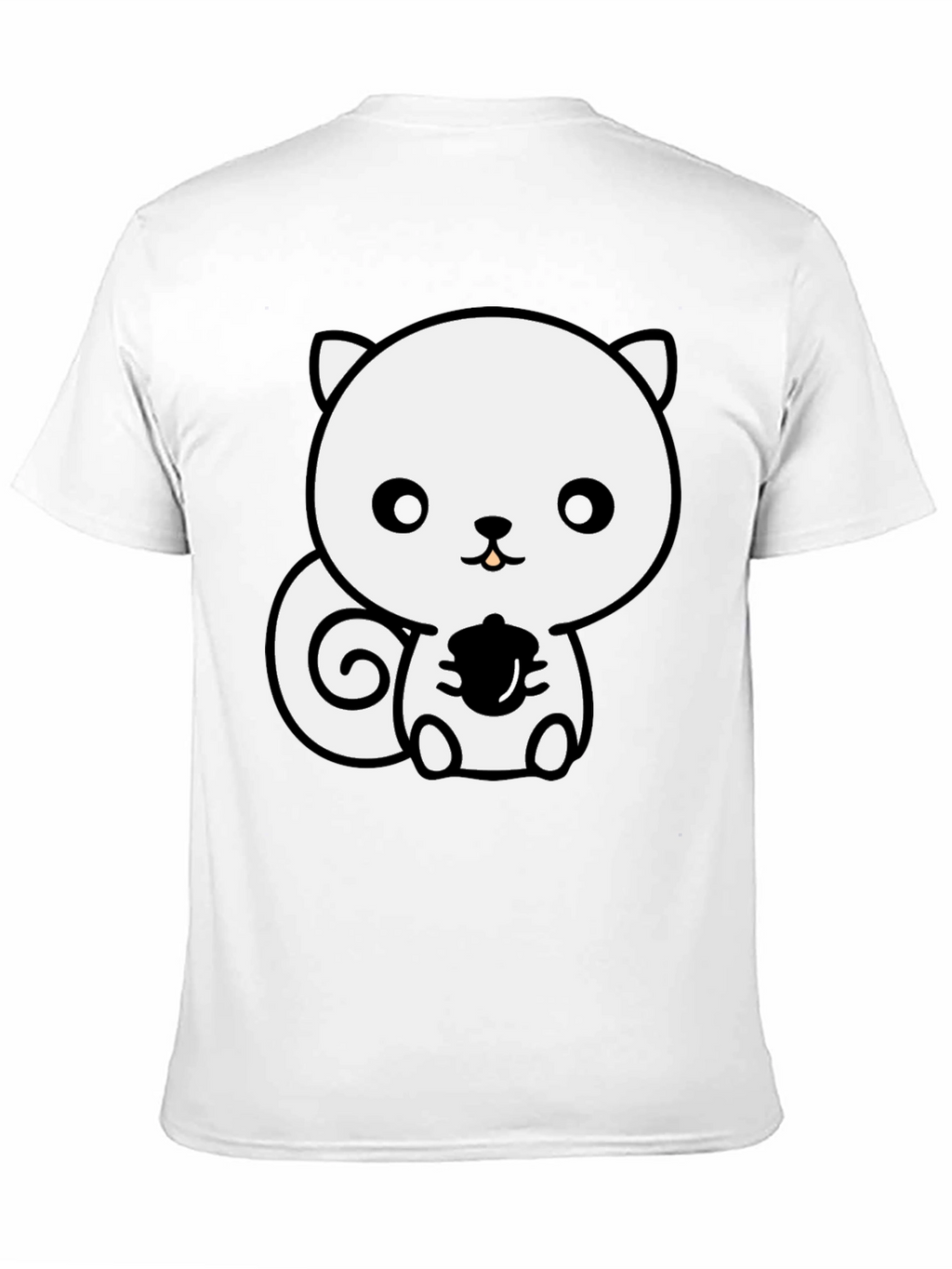 Cute Squirrel Holding Acorn Black T-Shirt
