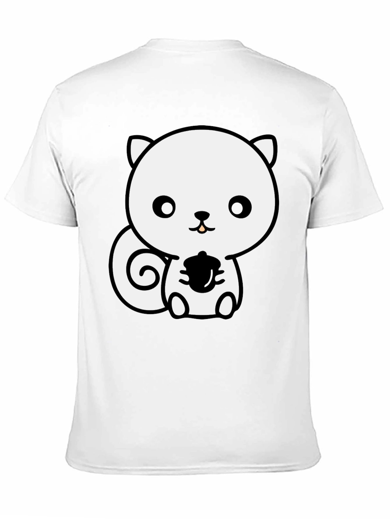 Cute Squirrel Holding Acorn Black T-Shirt