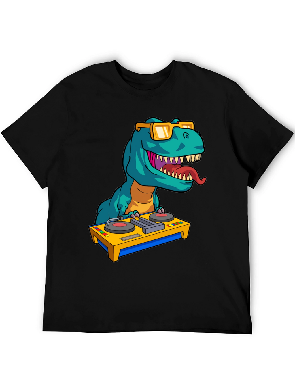 DJ Rex Graphic Tee - Dinosaur Music Lover Shirt