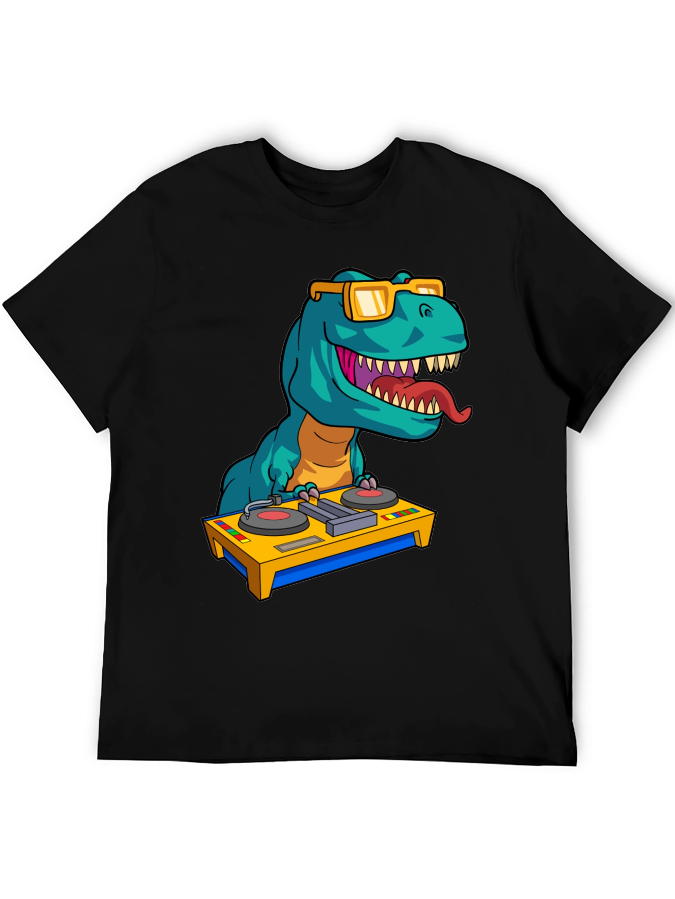 DJ Rex Graphic Tee - Dinosaur Music Lover Shirt