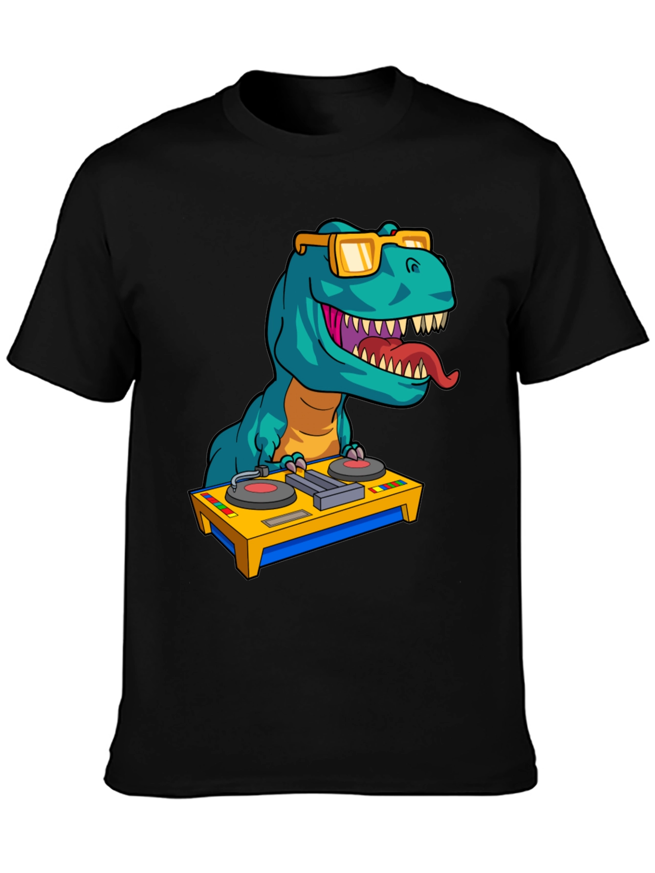 DJ Rex Graphic Tee - Dinosaur Music Lover Shirt