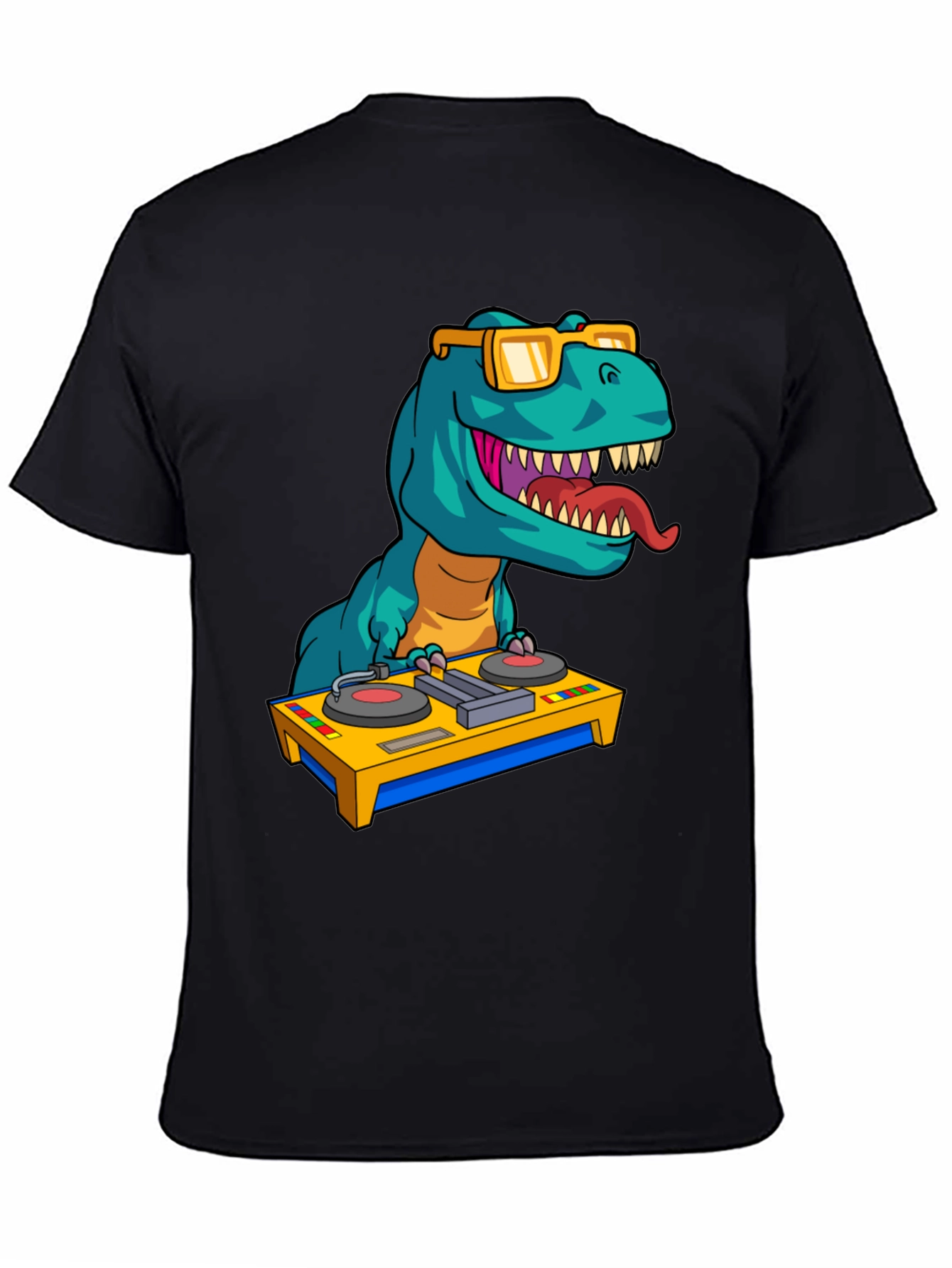 DJ Rex Graphic Tee - Dinosaur Music Lover Shirt