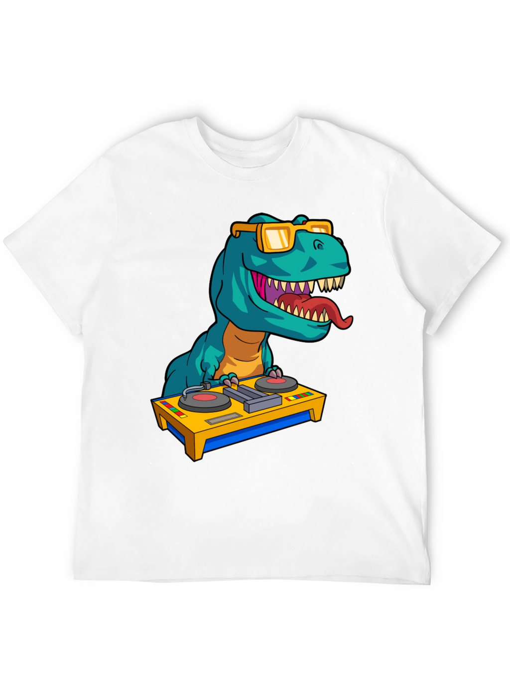 DJ Rex Graphic Tee - Dinosaur Music Lover Shirt