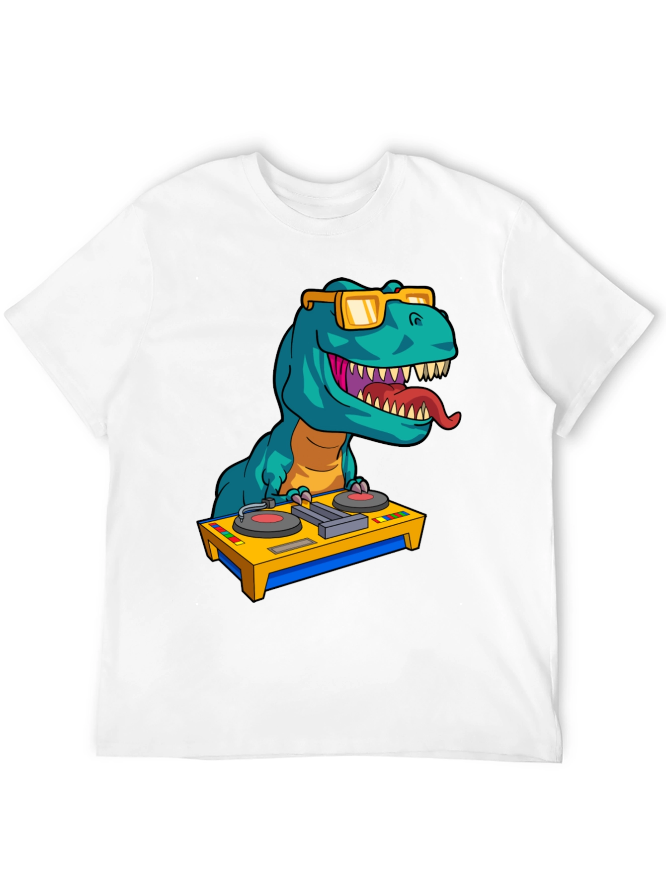 DJ Rex Graphic Tee - Dinosaur Music Lover Shirt