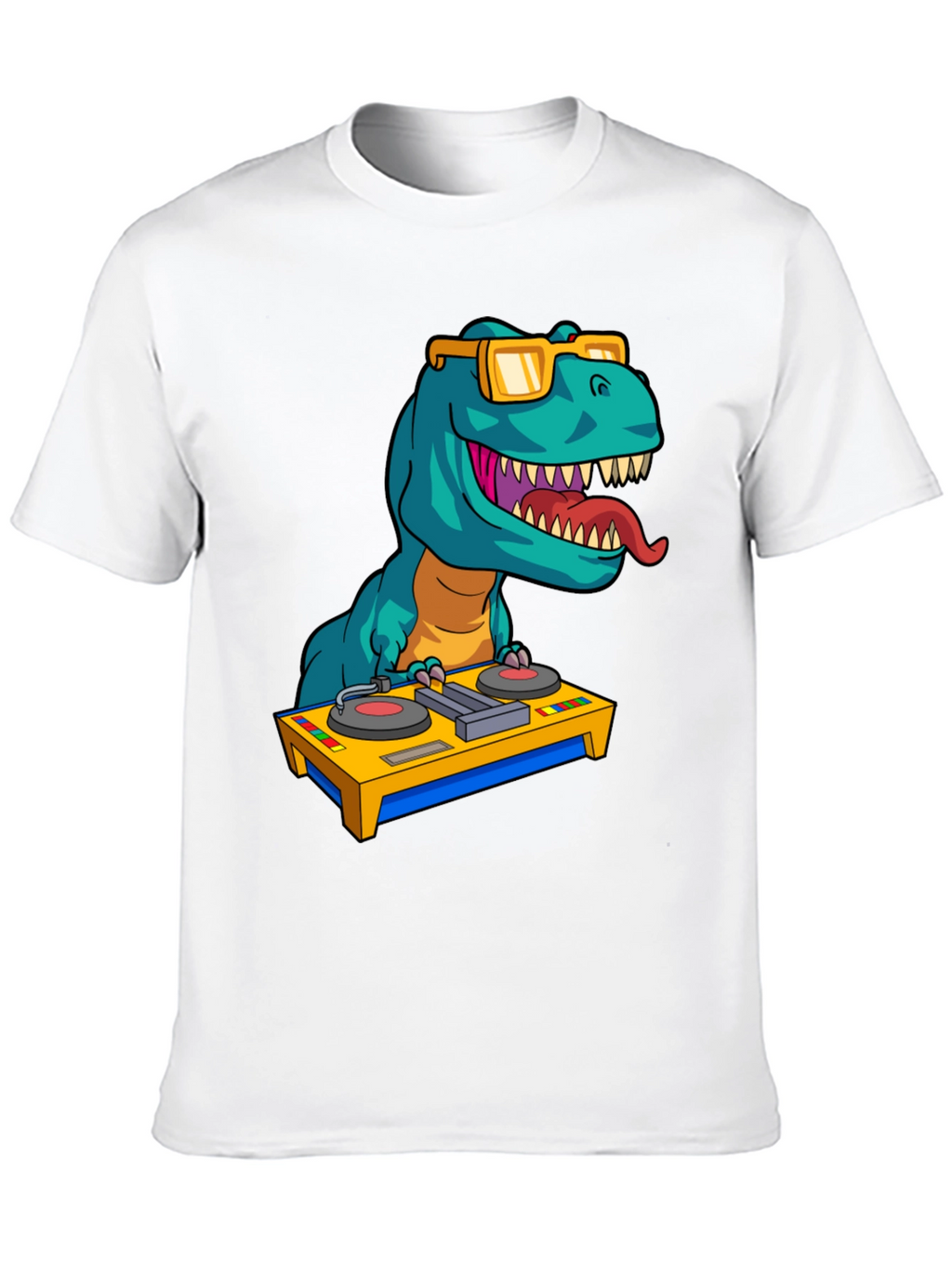 DJ Rex Graphic Tee - Dinosaur Music Lover Shirt