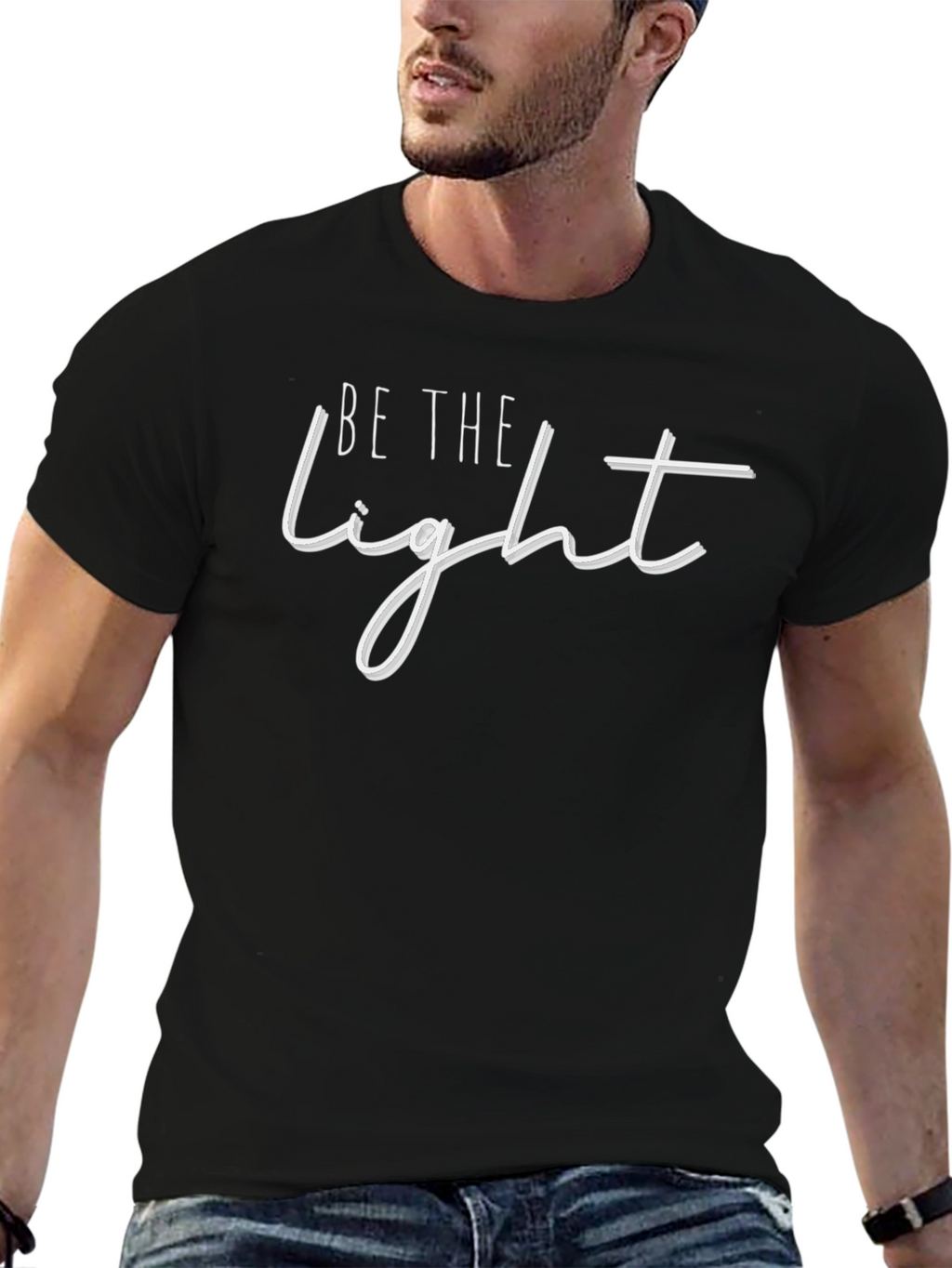 Be The Light Black T-Shirt - Inspirational Graphic Tee