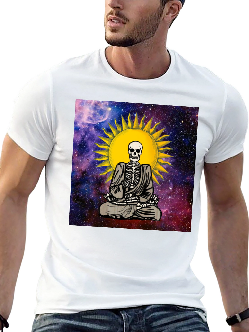 Meditating Skeleton Graphic T-Shirt